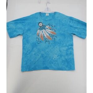 Vintage 94 Lynee Apparel Dreamcatcher Tie Dye T-Shirt XL Blue Cotton USA Made